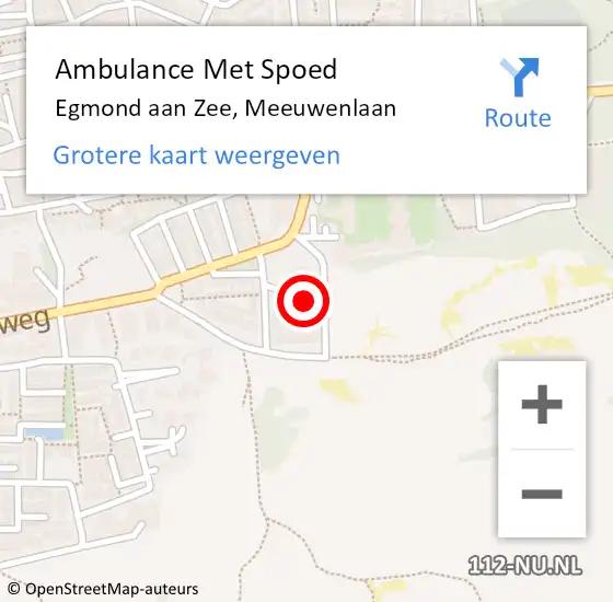 Locatie op kaart van de 112 melding: Ambulance Met Spoed Naar Egmond aan Zee, Meeuwenlaan op 1 april 2016 12:48