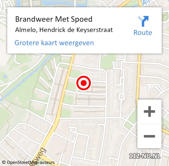 Locatie op kaart van de 112 melding: Brandweer Met Spoed Naar Almelo, Hendrick de Keyserstraat op 1 april 2016 13:42