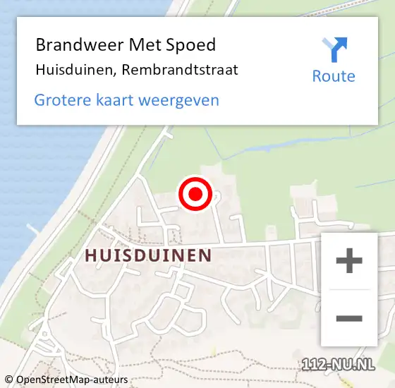 Locatie op kaart van de 112 melding: Brandweer Met Spoed Naar Huisduinen, Rembrandtstraat op 1 april 2016 14:22