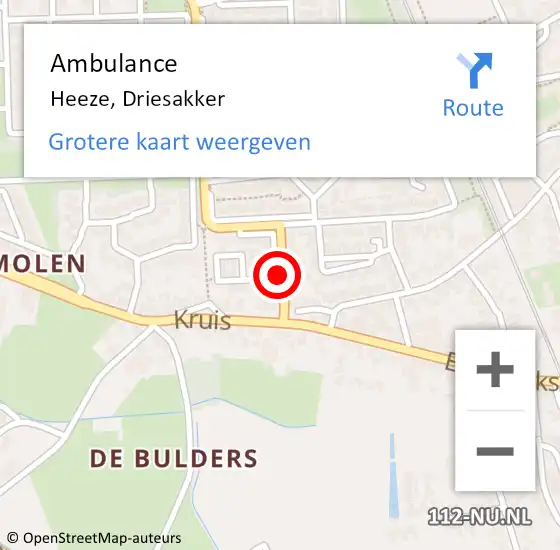 Locatie op kaart van de 112 melding: Ambulance Heeze, Driesakker op 1 april 2016 15:19