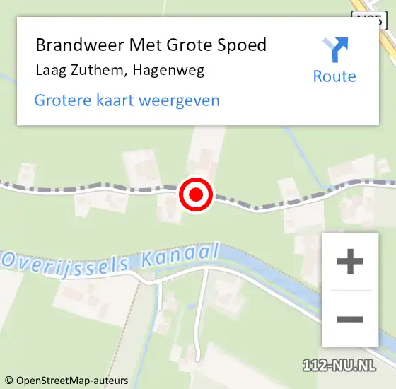 Locatie op kaart van de 112 melding: Brandweer Met Grote Spoed Naar Laag Zuthem, Hagenweg op 1 april 2016 15:48