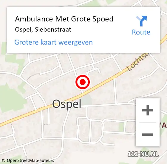 Locatie op kaart van de 112 melding: Ambulance Met Grote Spoed Naar Ospel, Siebenstraat op 10 december 2013 16:42