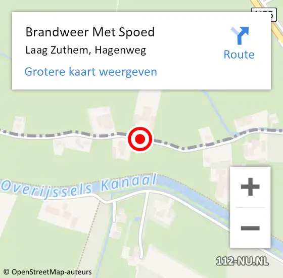 Locatie op kaart van de 112 melding: Brandweer Met Spoed Naar Laag Zuthem, Hagenweg op 1 april 2016 16:45