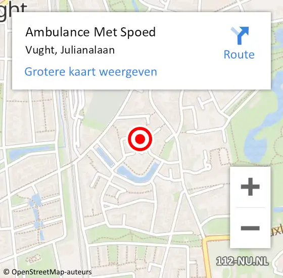 Locatie op kaart van de 112 melding: Ambulance Met Spoed Naar Vught, Julianalaan op 1 april 2016 17:46