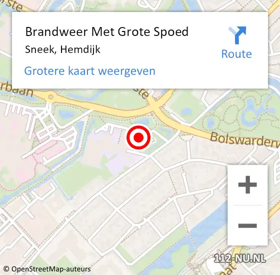 Locatie op kaart van de 112 melding: Brandweer Met Grote Spoed Naar Sneek, Hemdijk op 1 april 2016 17:54