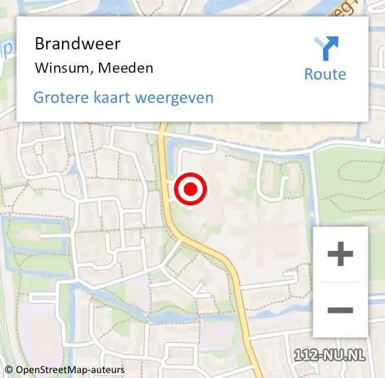 Locatie op kaart van de 112 melding: Brandweer Winsum, Meeden op 1 april 2016 18:01