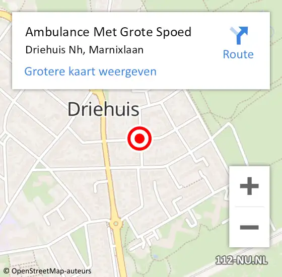 Locatie op kaart van de 112 melding: Ambulance Met Grote Spoed Naar Driehuis Nh, Marnixlaan op 1 april 2016 18:38