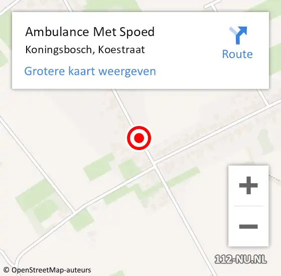 Locatie op kaart van de 112 melding: Ambulance Met Spoed Naar Koningsbosch, Koestraat op 1 april 2016 20:37