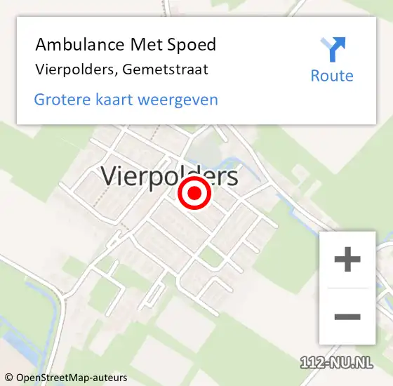 Locatie op kaart van de 112 melding: Ambulance Met Spoed Naar Vierpolders, Gemetstraat op 1 april 2016 21:19