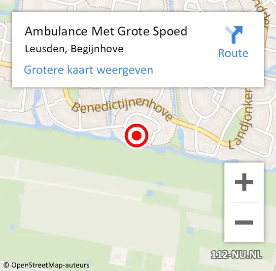 Locatie op kaart van de 112 melding: Ambulance Met Grote Spoed Naar Leusden, Begijnhove op 1 april 2016 21:37