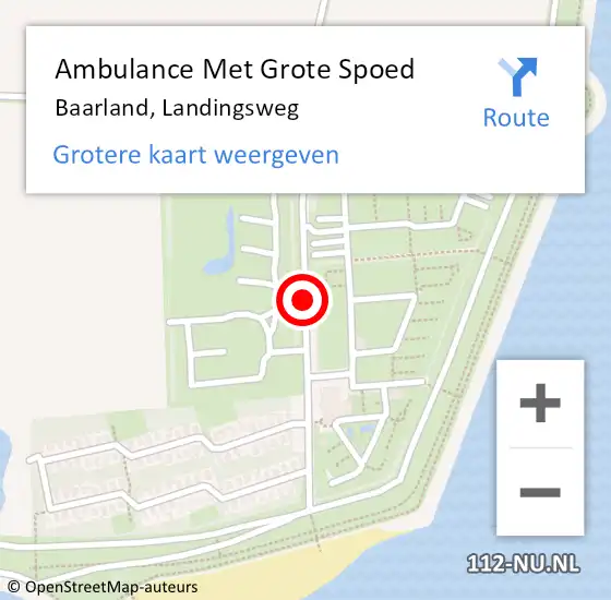 Locatie op kaart van de 112 melding: Ambulance Met Grote Spoed Naar Baarland, Landingsweg op 1 april 2016 22:25