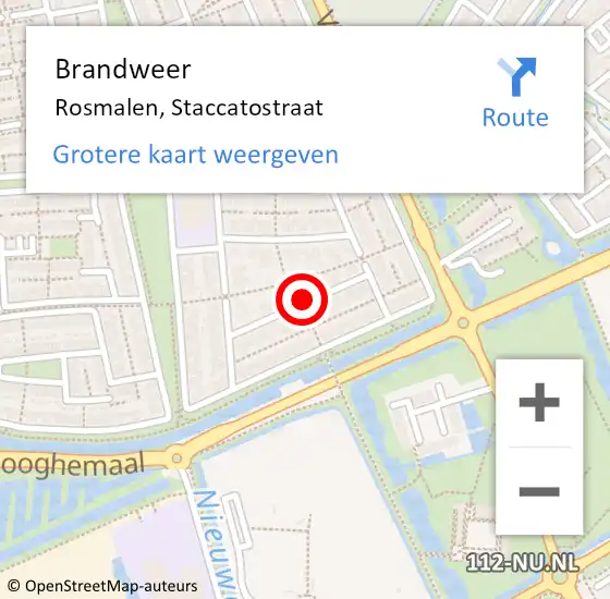 Locatie op kaart van de 112 melding: Brandweer Rosmalen, Staccatostraat op 1 april 2016 22:55