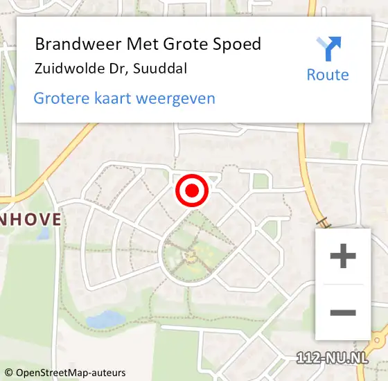 Locatie op kaart van de 112 melding: Brandweer Met Grote Spoed Naar Zuidwolde Dr, Suuddal op 10 december 2013 17:15