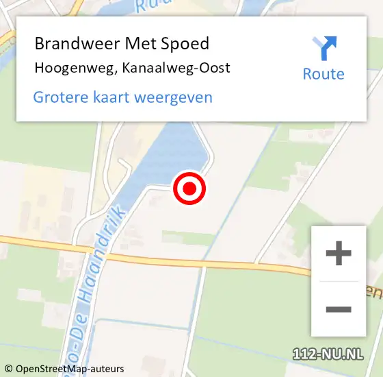Locatie op kaart van de 112 melding: Brandweer Met Spoed Naar Hoogenweg, Kanaalweg-Oost op 1 april 2016 23:26
