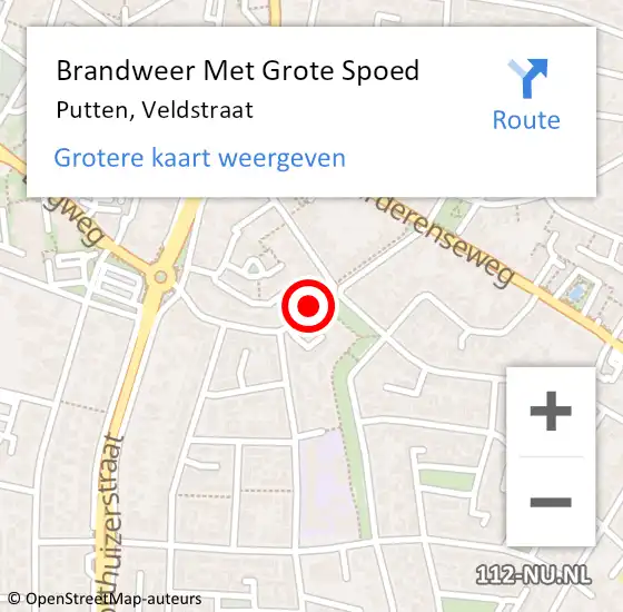 Locatie op kaart van de 112 melding: Brandweer Met Grote Spoed Naar Putten, Veldstraat op 10 december 2013 17:18