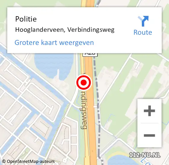 Locatie op kaart van de 112 melding: Politie Hooglanderveen, Verbindingsweg op 15 september 2013 16:34