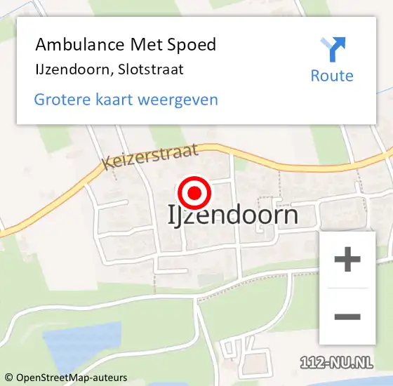 Locatie op kaart van de 112 melding: Ambulance Met Spoed Naar IJzendoorn, Slotstraat op 2 april 2016 05:18