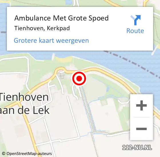 Locatie op kaart van de 112 melding: Ambulance Met Grote Spoed Naar Tienhoven, Kerkpad op 2 april 2016 06:46