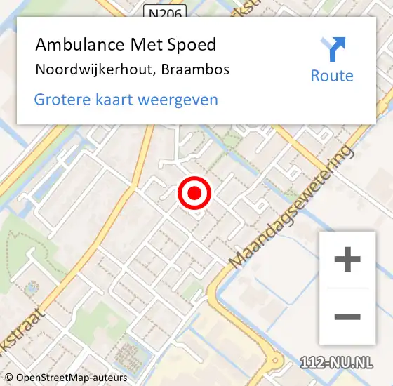 Locatie op kaart van de 112 melding: Ambulance Met Spoed Naar Noordwijkerhout, Braambos op 2 april 2016 08:35