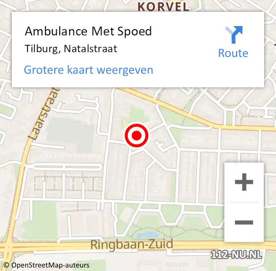 Locatie op kaart van de 112 melding: Ambulance Met Spoed Naar Tilburg, Natalstraat op 2 april 2016 09:08