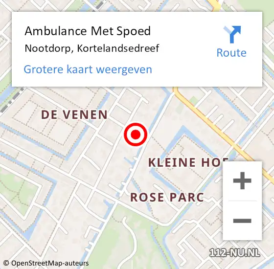 Locatie op kaart van de 112 melding: Ambulance Met Spoed Naar Nootdorp, Kortelandsedreef op 2 april 2016 09:17