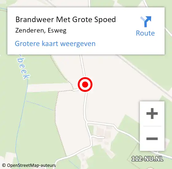 Locatie op kaart van de 112 melding: Brandweer Met Grote Spoed Naar Zenderen, Esweg op 2 april 2016 09:37