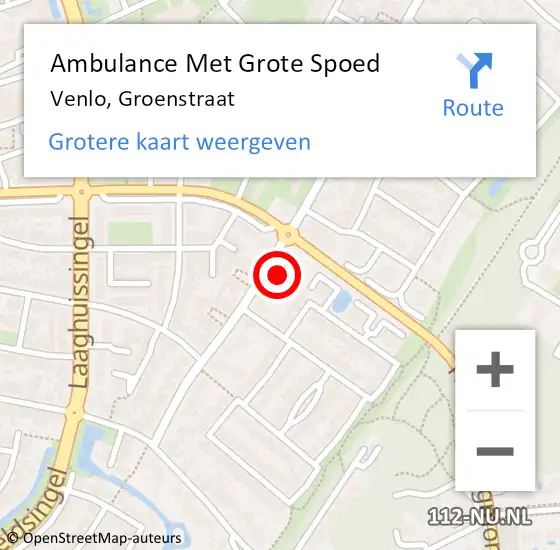 Locatie op kaart van de 112 melding: Ambulance Met Grote Spoed Naar Venlo, Groenstraat op 2 april 2016 10:33