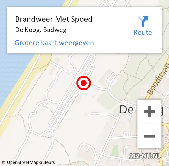 Locatie op kaart van de 112 melding: Brandweer Met Spoed Naar De Koog, Badweg op 2 april 2016 11:25