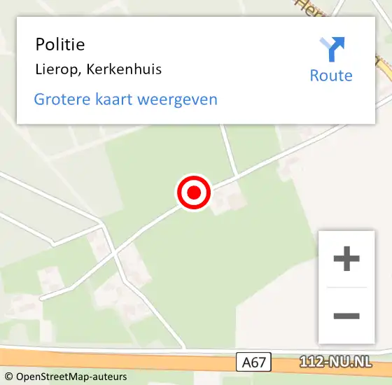 Locatie op kaart van de 112 melding: Politie Lierop, Kerkenhuis op 2 april 2016 11:29