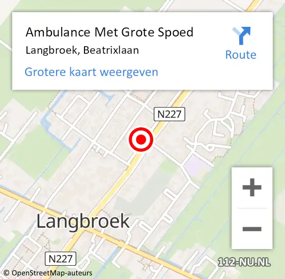 Locatie op kaart van de 112 melding: Ambulance Met Grote Spoed Naar Langbroek, Beatrixlaan op 2 april 2016 11:52