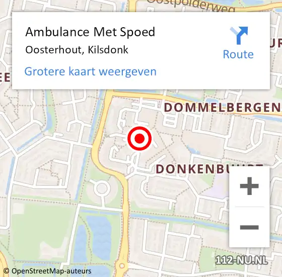 Locatie op kaart van de 112 melding: Ambulance Met Spoed Naar Oosterhout, Kilsdonk op 2 april 2016 12:06