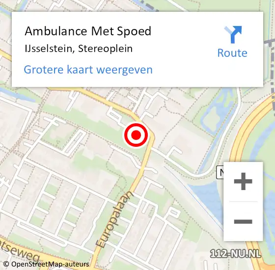 Locatie op kaart van de 112 melding: Ambulance Met Spoed Naar IJsselstein, Stereoplein op 2 april 2016 12:33