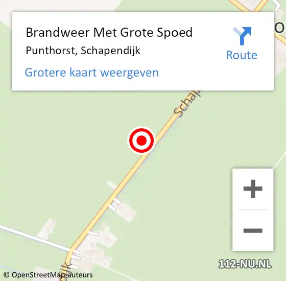 Locatie op kaart van de 112 melding: Brandweer Met Grote Spoed Naar Punthorst, Schapendijk op 2 april 2016 13:15