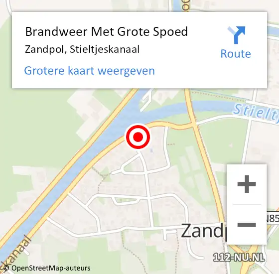 Locatie op kaart van de 112 melding: Brandweer Met Grote Spoed Naar Zandpol, Stieltjeskanaal op 2 april 2016 13:24