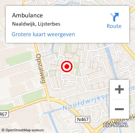 Locatie op kaart van de 112 melding: Ambulance Naaldwijk, Lijsterbes op 2 april 2016 13:54