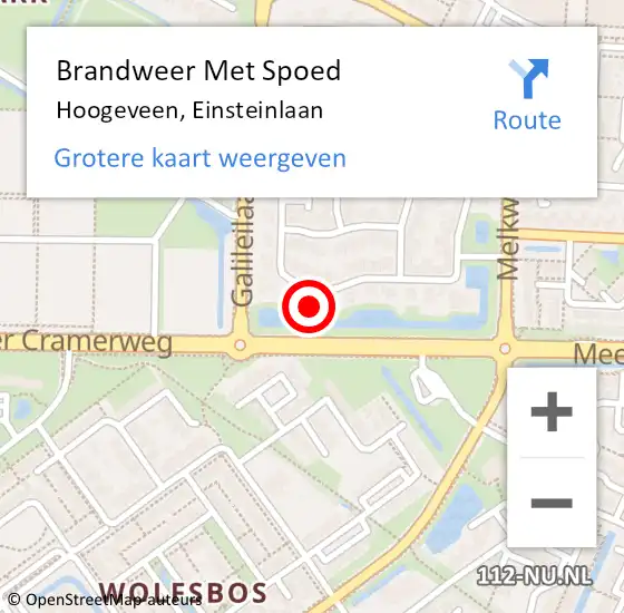 Locatie op kaart van de 112 melding: Brandweer Met Spoed Naar Hoogeveen, Einsteinlaan op 2 april 2016 14:29