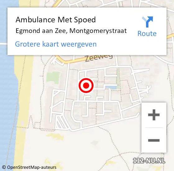 Locatie op kaart van de 112 melding: Ambulance Met Spoed Naar Egmond aan Zee, Montgomerystraat op 2 april 2016 14:57