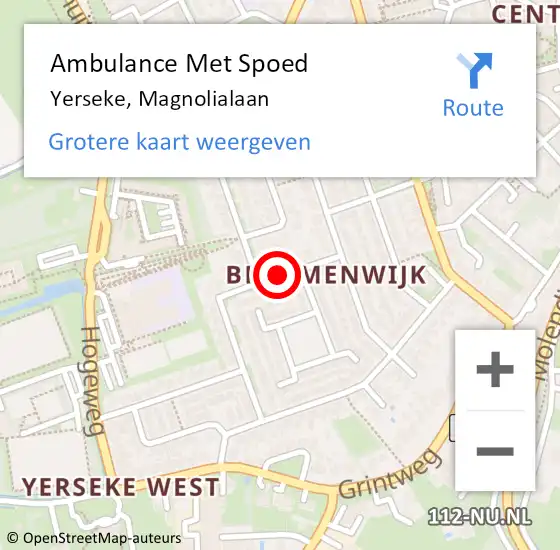 Locatie op kaart van de 112 melding: Ambulance Met Spoed Naar Yerseke, Magnolialaan op 2 april 2016 15:42