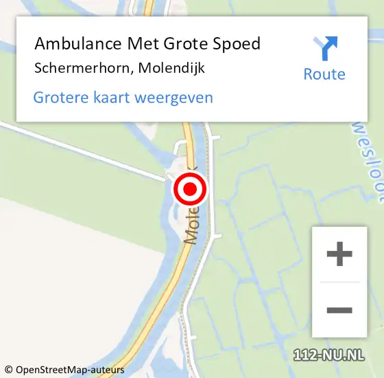 Locatie op kaart van de 112 melding: Ambulance Met Grote Spoed Naar Schermerhorn, Molendijk op 2 april 2016 16:17