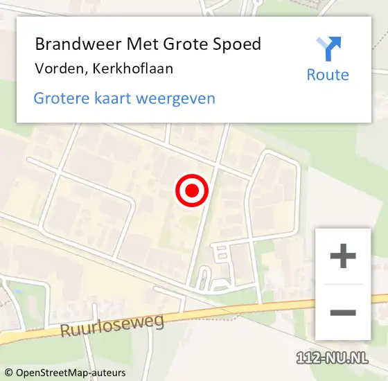 Locatie op kaart van de 112 melding: Brandweer Met Grote Spoed Naar Vorden, Kerkhoflaan op 2 april 2016 16:33