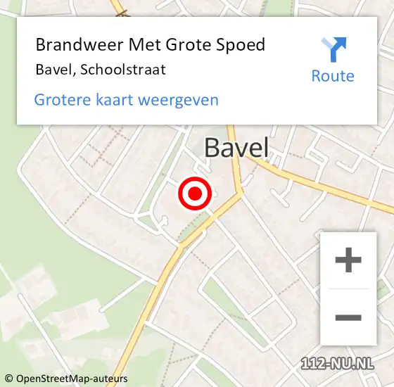 Locatie op kaart van de 112 melding: Brandweer Met Grote Spoed Naar Bavel, Schoolstraat op 2 april 2016 17:16