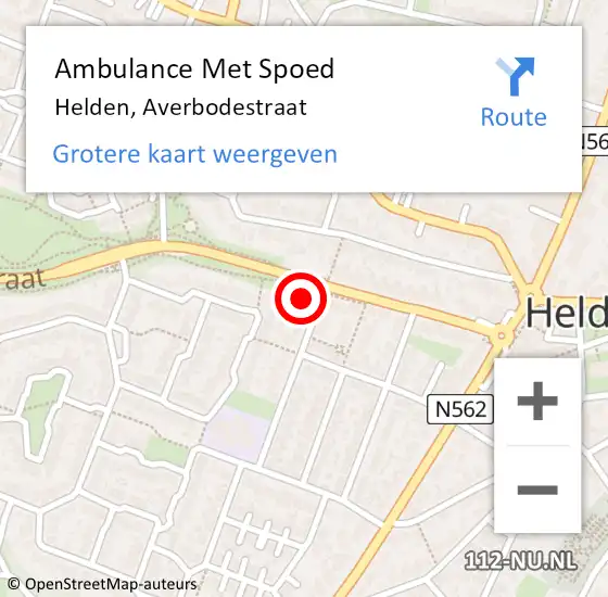 Locatie op kaart van de 112 melding: Ambulance Met Spoed Naar Helden, Averbodestraat op 2 april 2016 17:26