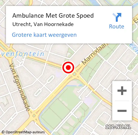 Locatie op kaart van de 112 melding: Ambulance Met Grote Spoed Naar Utrecht, Van Hoornekade op 2 april 2016 17:59