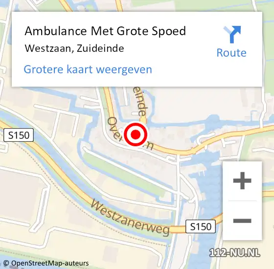 Locatie op kaart van de 112 melding: Ambulance Met Grote Spoed Naar Westzaan, Zuideinde op 2 april 2016 18:29