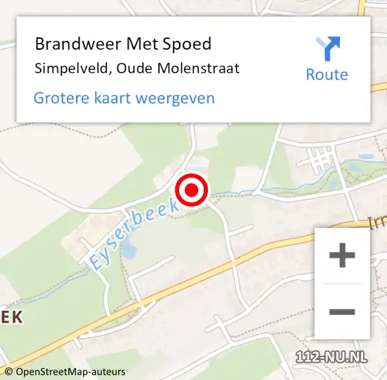 Locatie op kaart van de 112 melding: Brandweer Met Spoed Naar Simpelveld, Oude Molenstraat op 2 april 2016 18:50