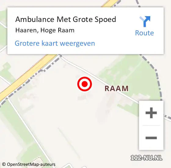 Locatie op kaart van de 112 melding: Ambulance Met Grote Spoed Naar Haaren, Hoge Raam op 2 april 2016 20:05