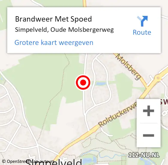 Locatie op kaart van de 112 melding: Brandweer Met Spoed Naar Simpelveld, Oude Molsbergerweg op 2 april 2016 20:42
