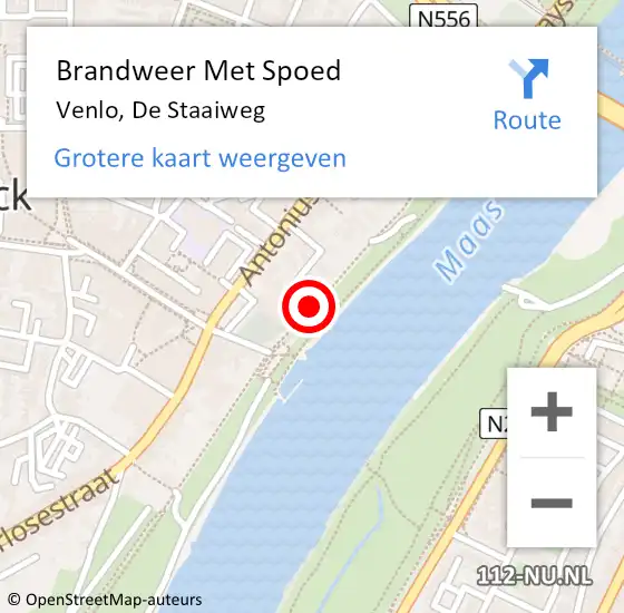 Locatie op kaart van de 112 melding: Brandweer Met Spoed Naar Venlo, De Staaiweg op 2 april 2016 21:43