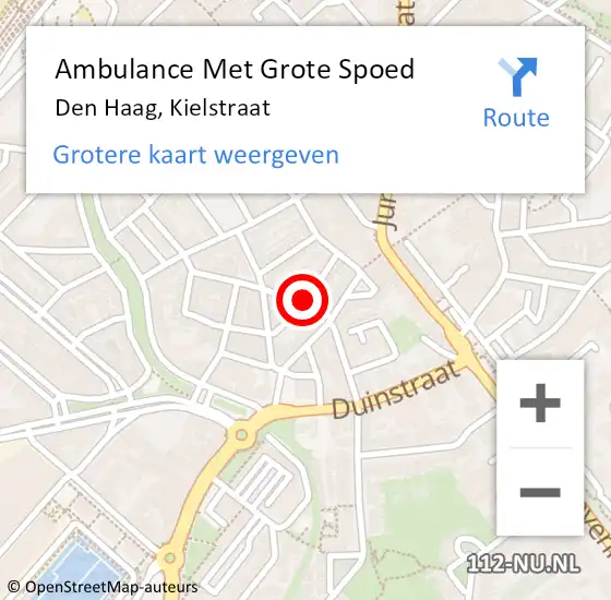 Locatie op kaart van de 112 melding: Ambulance Met Grote Spoed Naar Den Haag, Kielstraat op 2 april 2016 22:02