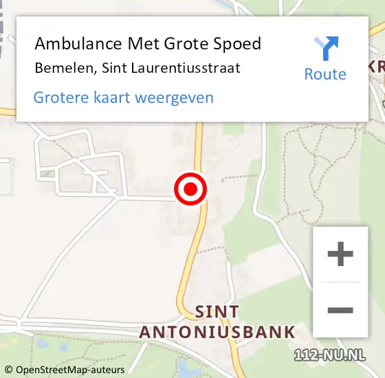 Locatie op kaart van de 112 melding: Ambulance Met Grote Spoed Naar Bemelen, Sint Laurentiusstraat op 15 september 2013 16:53